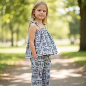 Easy Peasy Embroidered Top & Pants Set Girls Size 5T
